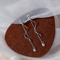 Silver and Gold Wavy Bar Chain Clear Drop Earrings view 6