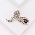 Crystal Feather Brooch Multicolor Rhinestone Pearl Drop view 4