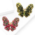 Colorful Crystal Butterfly Brooch in Pink and Green view 2