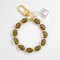 Coffee Bean Bead Bracelet Keychain With Crystal Accent view 8