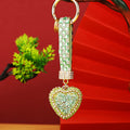 Full Crystal Heart Keychains with Jeweled Wrist Straps in Nine Colors view 8
