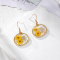 Irregular Gold Frame Resin Dried Flower Earrings 7 Colors view 4