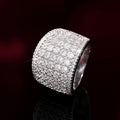 Domed Multi-Row Pave Extra-Wide Ring In Silver Tone view 5
