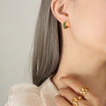 Small Crystal Pave Huggie Hoop Earrings Gold Steel Tones view 1