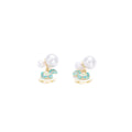 Mint Green Rocking Horse and Pearl Look Dangle Stud Earrings view 5