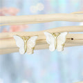 Gold Tone Colored Butterfly Stud Earrings in Eight Colors view 4