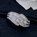 Wave Baguette Clear Stone Metal Ring Gold Silver Sizes 6-10 view 3