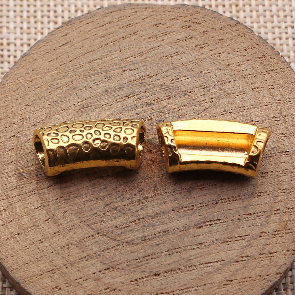 20x10x8.5mm 3.1g Multicolor Zinc Alloy Snakeskin Pattern Curved Tube Large Hole Beads for Bracelets