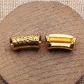 Mixed Finish Metal Hammered Curved Tube Beads For Jewelry Making view 4