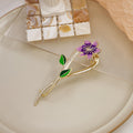 Gold Alloy Enamel Flower Hair Claw Clips Five Assorted Styles view 2