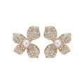 Gold Tone Crystal Flower And Colorful Heart Stud Earrings view 5