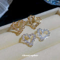 Open Heart Crystal Stud Earrings in Two Colors With Silver-Tone And Gold-Tone Finishes view 3