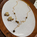 Gold Tiger Eye Moon Star CZ Necklace Firework Stud Earrings view 4