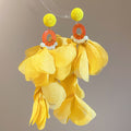 Layered Fabric Petal Drop Earrings In Three Bright Colors view 3