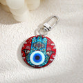 Silver Tone Round Printed Hamsa Eye Clip Keychains in Eight Designs view 7