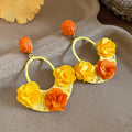Colorful Floral Hoop Statement Earrings Fashion Jewelry Accessory view 2