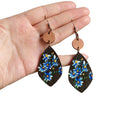 Blue Daisy Floral Print Wooden Teardrop Hook Earrings view 5
