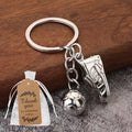 Metal Soccer Shoe and Ball Keychain Silver Ring Charms view 6