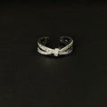 Silver Double Layer Cross Open Ring Pave Crystal Bands view 1