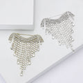 Crystal Chain Fringe Brooch in Silver or Gold Tone view 1
