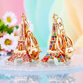 Jeweled Eiffel Tower Keychain with Multicolor Crystal Panels view 4