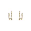 Gold Dual Bar Stud Earrings Pearls And Clear Stones view 5