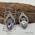 Silver Tone Openwork Teardrop Purple Stone Drop Earrings view 4
