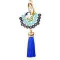Enamel Peacock Keychains with Royal Blue Sky Blue and Assorted Tassels view 5