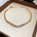 Gold White Enamel Flower Cuff And Rhinestone Collar view 7