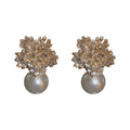 Crystal Flower Pearl Drop Stud Earrings For Women Jewelry view 5