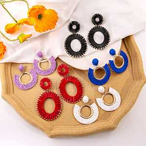 Wrapped Oval and Semicircle Drop Earrings in Seventeen Colors