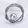 Twisted Circle Brooch With Faux Pearl Accent for Jackets Scarves and Lapels view 7