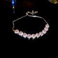 Silver Tone Heart Crystal Slider Bracelets In Pink Or Clear view 6