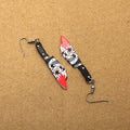 Black Red Floral Knife Novelty Hook Earrings in Ten Designs view 10