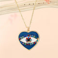 Gold Tone Heart Enamel Evil Eye Pendant Necklaces in Four Colors view 4