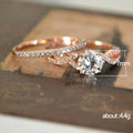 Rose Gold Tone Two Piece Ring Set with Round Center Stone view 5