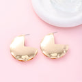 Polished Notched Round Gold and Silver Statement Earrings view 2
