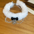 White Velvet Choker Necklaces with Bow and Snowflake Charms view 6