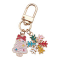 Pink Christmas Tree and Multicolor Snowflake Enamel Keychain view 5