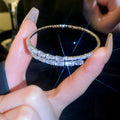 Crystal Open Cuff Bracelet in Gold and Silver Tones view 7