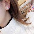 Silver Mini Snowflake Cubic Zirconia Stud Earrings Alloy view 3