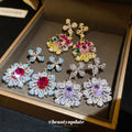 Floral Teardrop Crystal Earrings in Three Colorways view 1