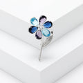 Faceted Petal Flower Brooch with Curved Crystal Stem view 6