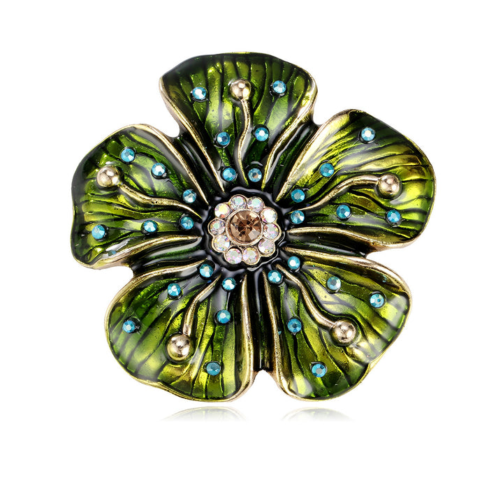 Flower Enamel Metal Brooch Pin 5.5 cm for Jackets and Lapels