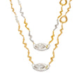 Wavy Toggle Necklace with Crystal Eye and Pearl in Three Finishes view 5
