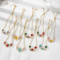 Gold Tone Pressed Flower Crystal Heart Slider Bracelets in Nine Designs view 2