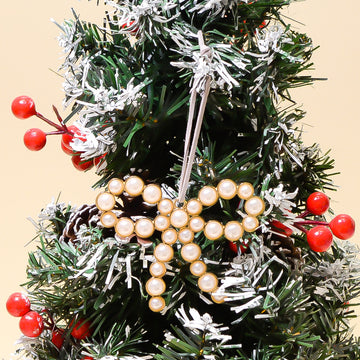 Pearl Bow Christmas Ornament Metal Hanging Tree Charm