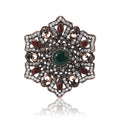 Ornate Floral Medallion Brooch with Deep Green Center view 1