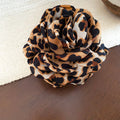 Coffee Brown Leopard Fabric Rose Flower Claw Clip Style view 6