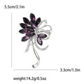 Crystal Flower Spray Brooch in Detailed Metal and Crystal Design view 7